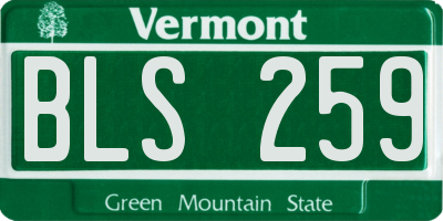 VT license plate BLS259