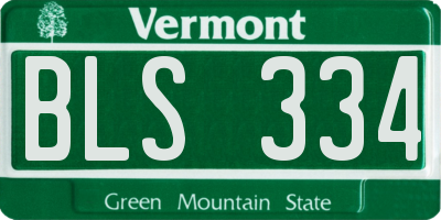 VT license plate BLS334