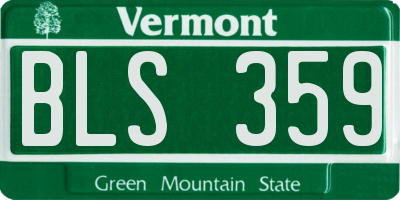 VT license plate BLS359