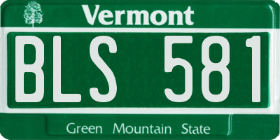 VT license plate BLS581