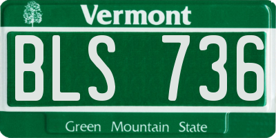 VT license plate BLS736