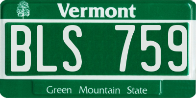 VT license plate BLS759