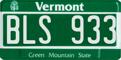 VT license plate BLS933