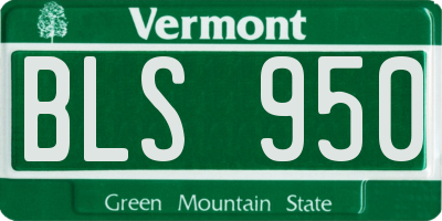 VT license plate BLS950