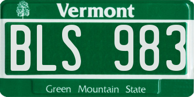 VT license plate BLS983