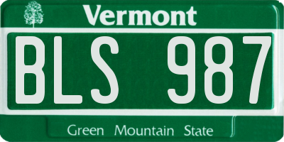 VT license plate BLS987