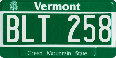 VT license plate BLT258