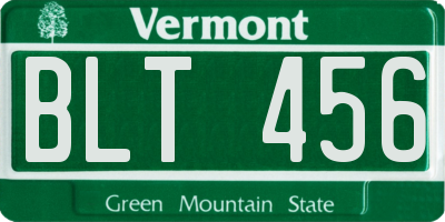 VT license plate BLT456