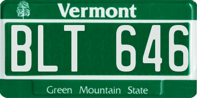 VT license plate BLT646