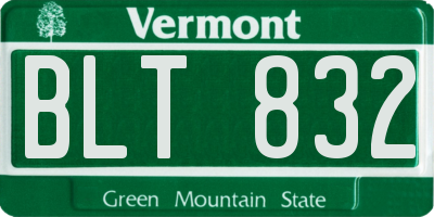 VT license plate BLT832