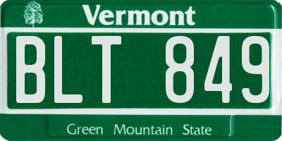 VT license plate BLT849