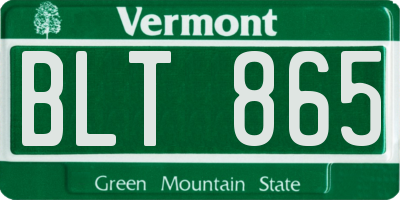 VT license plate BLT865