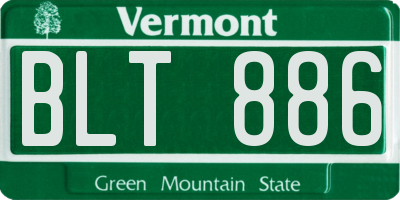 VT license plate BLT886