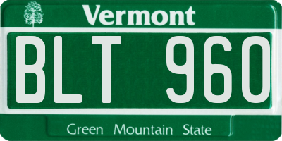 VT license plate BLT960