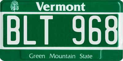 VT license plate BLT968