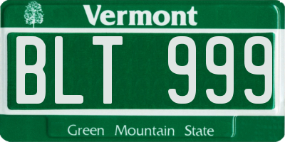VT license plate BLT999