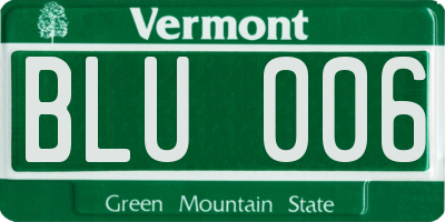 VT license plate BLU006