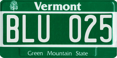 VT license plate BLU025