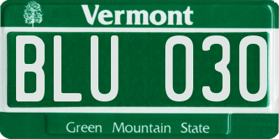 VT license plate BLU030