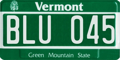 VT license plate BLU045