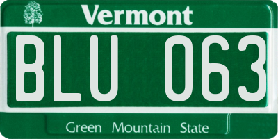 VT license plate BLU063