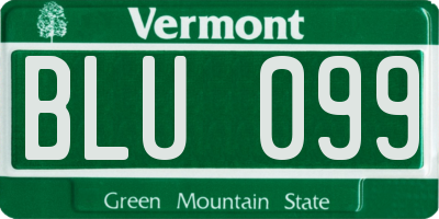 VT license plate BLU099