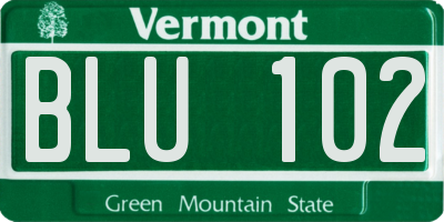 VT license plate BLU102