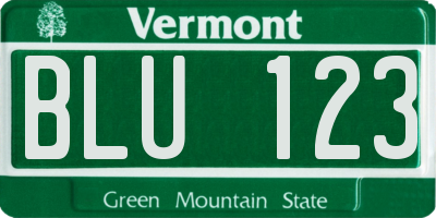 VT license plate BLU123