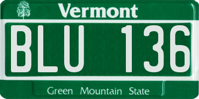VT license plate BLU136