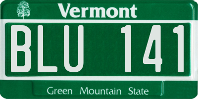 VT license plate BLU141