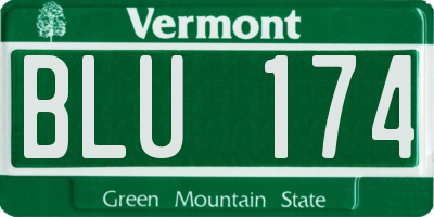 VT license plate BLU174