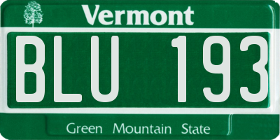 VT license plate BLU193