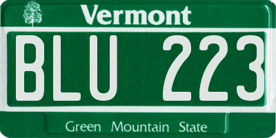VT license plate BLU223