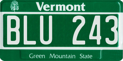 VT license plate BLU243