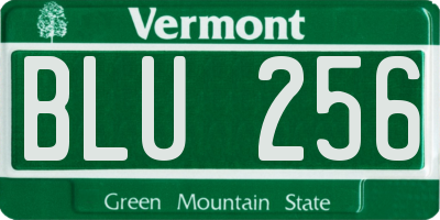 VT license plate BLU256
