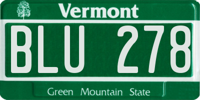VT license plate BLU278