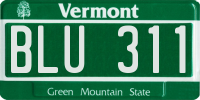 VT license plate BLU311