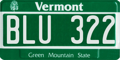 VT license plate BLU322