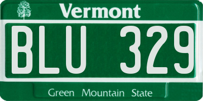 VT license plate BLU329
