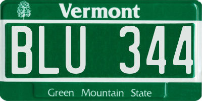 VT license plate BLU344
