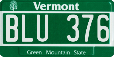 VT license plate BLU376