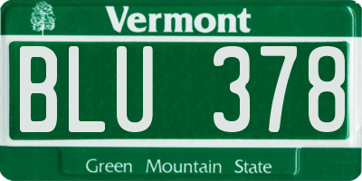 VT license plate BLU378