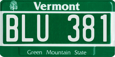 VT license plate BLU381