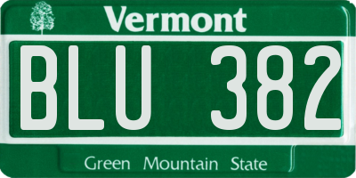 VT license plate BLU382