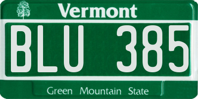VT license plate BLU385