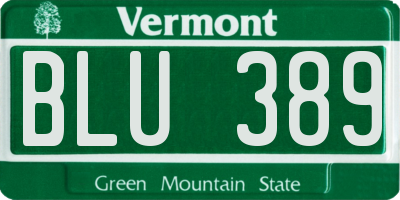 VT license plate BLU389