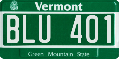 VT license plate BLU401