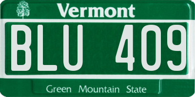 VT license plate BLU409
