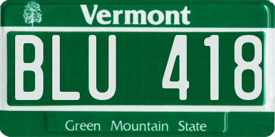 VT license plate BLU418