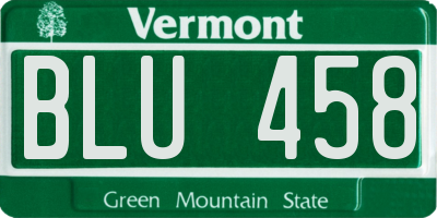 VT license plate BLU458